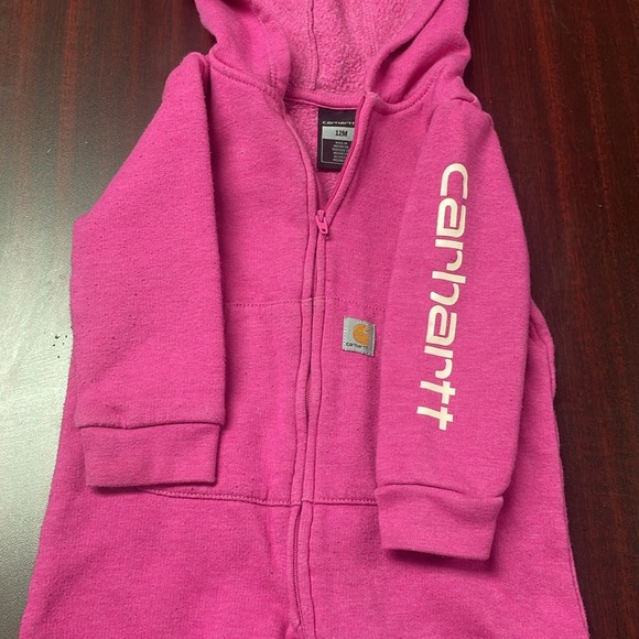 Pink 12 month Carhartt zip up fleece body suit - Picture 5 of 6